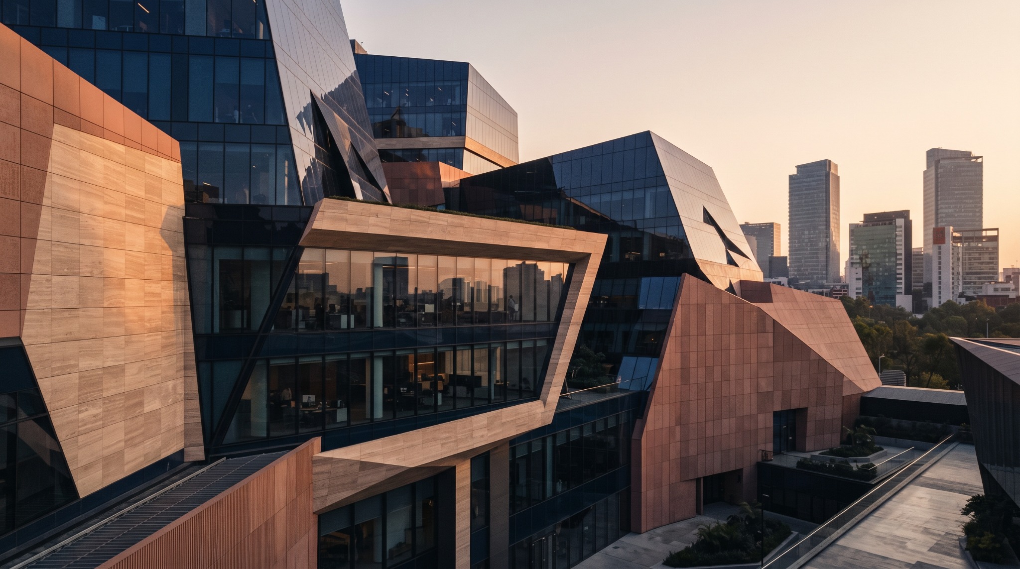 Modern architecture and business operations editorial photography